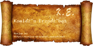 Komlós Erzsébet névjegykártya